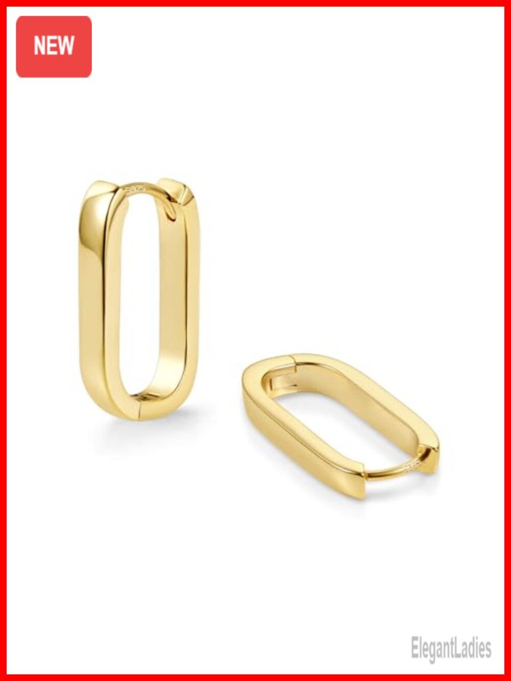 Small Square Hoop Earrings 14K Gold Plated Silver Hinged Huggie